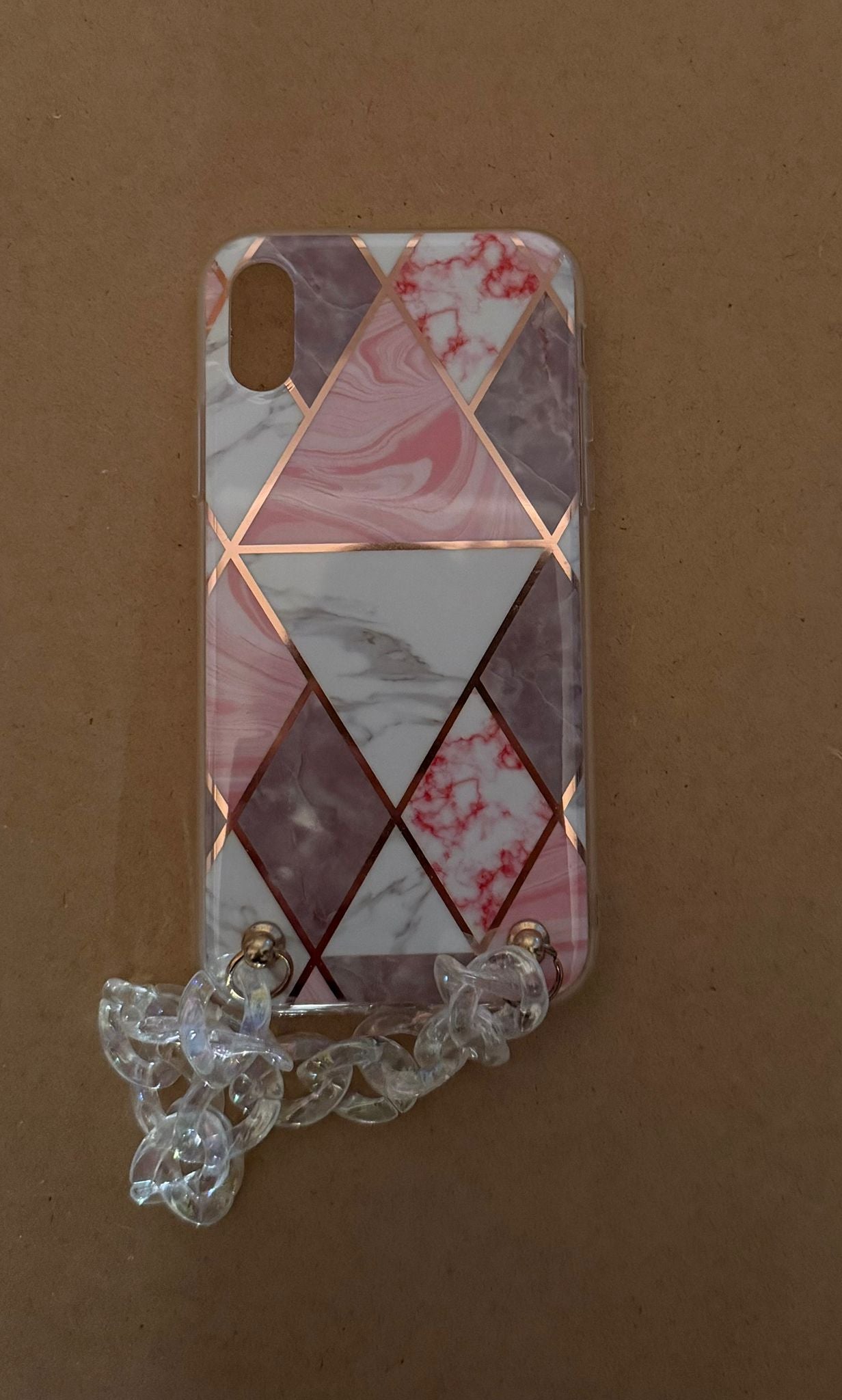 Handyhülle Marmor mit Kette (iPhone X/XS)