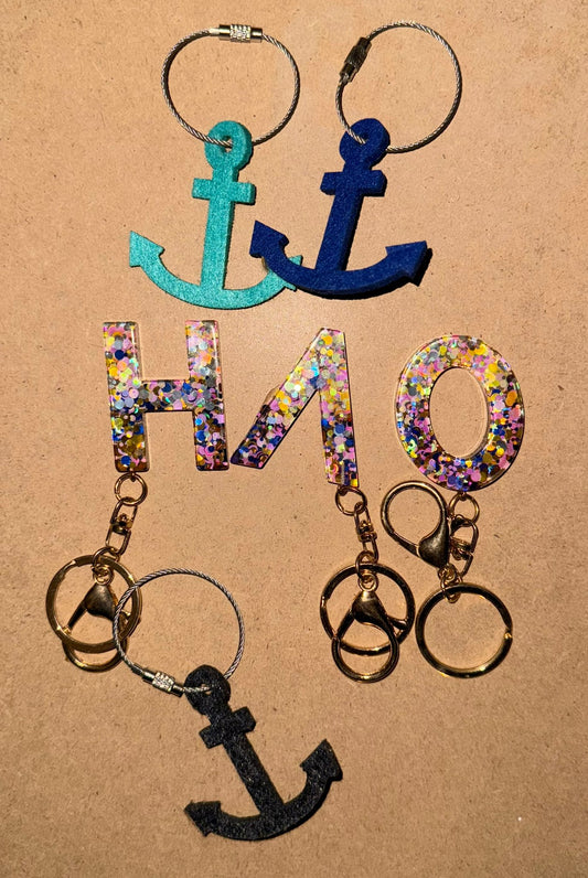 Schlüsselanhänger Mix-Set (1 Buchstabe + 2 Anker)