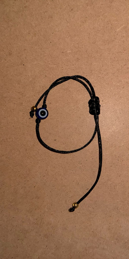 Stylisches Armband mit blauem Auge – Schwarz, verstellbar