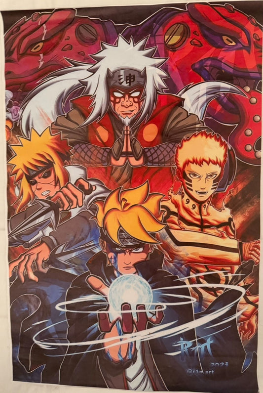 Naruto Anime Wandposter – Jiraiya & Naruto Shippuden – Wall Scroll Deko